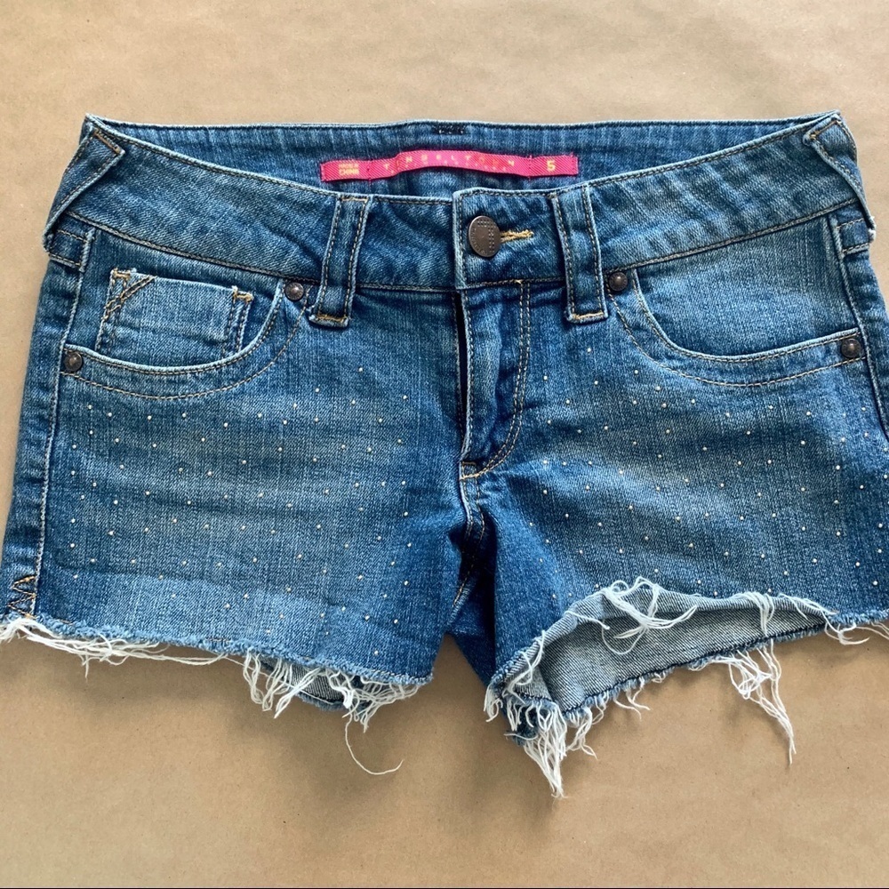 Tinsletown Cutoff Sparkle denim shorts